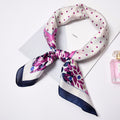 Elegant Women Classic Polka Dot Flower Printed Square Scarf