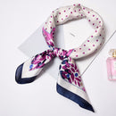 Elegant Women Classic Polka Dot Flower Printed Square Scarf