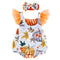 2 Pcs Set Halloween Baby Infant Girl Pumpkin Leaves Print Bodysuit And Headband
