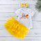 3 Pcs Thanksgiving Day Baby Girl Cotton Pumpkin Print Bodysuit And Tutu Skirt With Headband