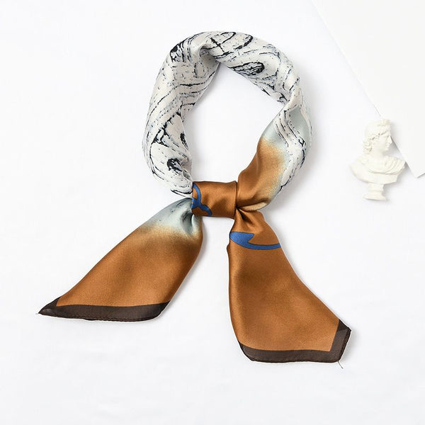 Creative Gradient Color Pattern Women Classic Satin Scarf