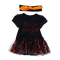 2 Pcs Set Halloween Baby Infant Letter Print Patchwork Bodysuit And Headband