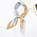 Hot Sale Simple Double Color Block Design Pleated Satin Scarf