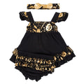 3 Pcs Set Baby Girl Halloween Pumpkin Print Ruffle Sleeves Dress And Short With Headband