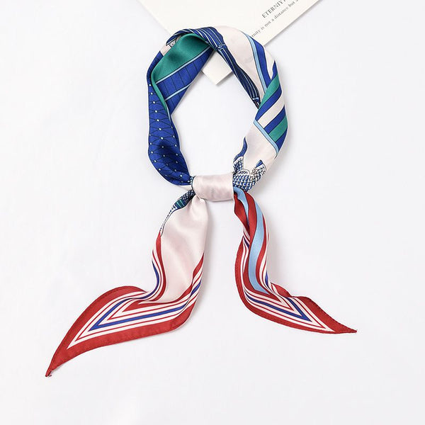 Chic Women Vintage Multicolor Geometric Print Slim Scarf