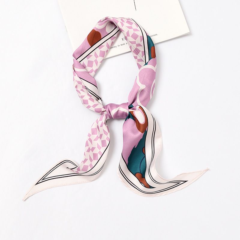 Chic Women Fresh Style Multicolor Flower Print Skinny Scarf
