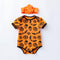 2 Pcs Set Baby Girl Cotton Halloween Pumpkin Print Bodysuit And Headband