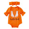 2 Pcs Set Baby Girl Cotton Halloween Orange Bodysuit And Headband