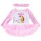 2 Pcs Set Lovely Baby Girl Unicorn Long Sleeves Patchwork Bodysuit And Headband
