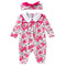 Hot Sale Baby Infant Girl Cotton Pink Flower Print Jumpsuit And Headband