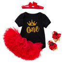 Baby Girl Cotton Letter Print Black Bodysuit And Red Tutu Skirt Set