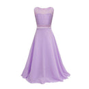 Elegant Girl Lace Patchwork Sleeveless Slim Fit Princess Dress