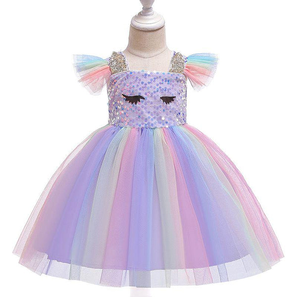 Hot Sale Girl Sequin Design Multicolor Dance Party Dress