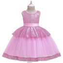 Girl Patchwork Plain Sequin Design Tutu Dress