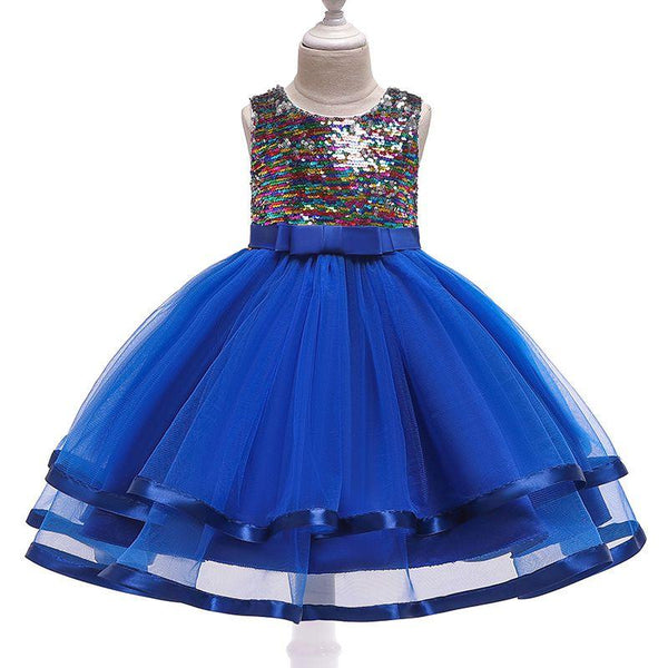 Fashion Girl Rainbow Color Sequin Design Tutu Princess Dress