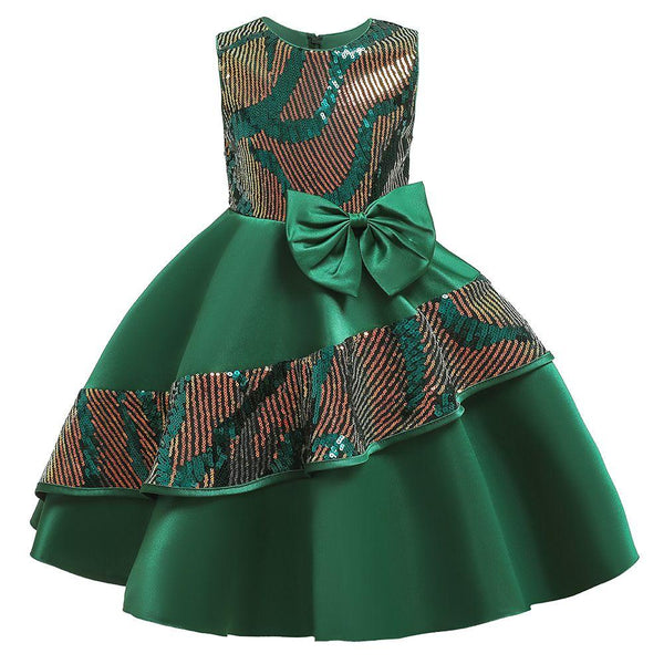 Girl Patchwork Irregular Design Sequin Princess Dress