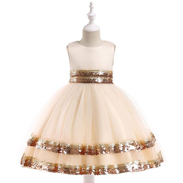 Luxury Girl Plain Sequin Design Party Birthday Princess Dress