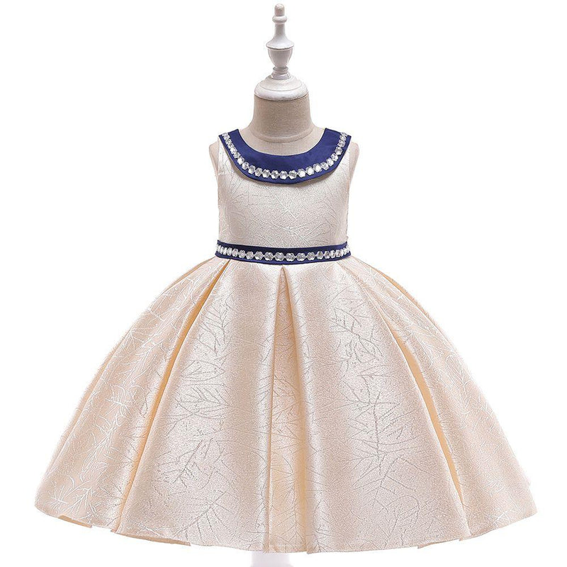 Elegant Girl Rhinestone Design Plain Party Princess Dress