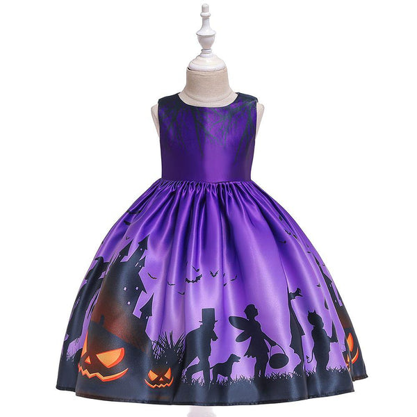 Halloween Girl Lace Short Sleeves Patchwork Princess Dress