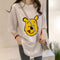 Women Loose Type Cartoon Bear Pattern Medium Sleeve T-shirt