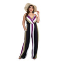 Hot Sale Deep V Neck Strap Stripe Print Rompers