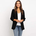 Women Fashion Lapel Collar Pure Color Long Sleeve Suit