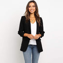 Women Fashion Lapel Collar Pure Color Long Sleeve Suit