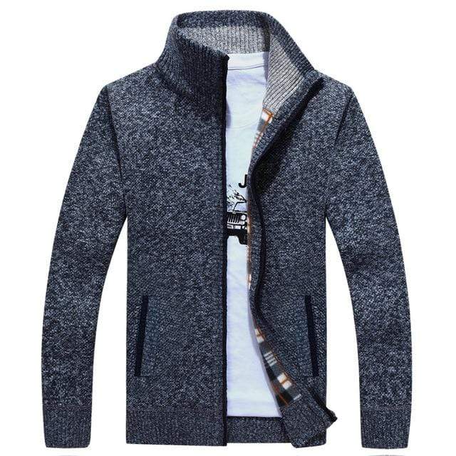 2020 Autumn Winter Men's Sweater Coat Faux Fur Wool Sweater Jackets Men Zipper Knitted Thick Coat Warm Casual Knitwear Cardigan AExp