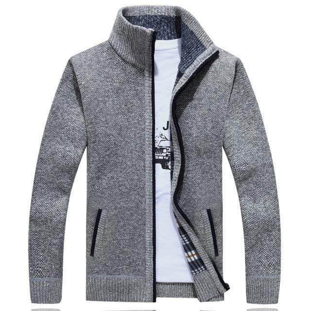 2020 Autumn Winter Men's Sweater Coat Faux Fur Wool Sweater Jackets Men Zipper Knitted Thick Coat Warm Casual Knitwear Cardigan AExp