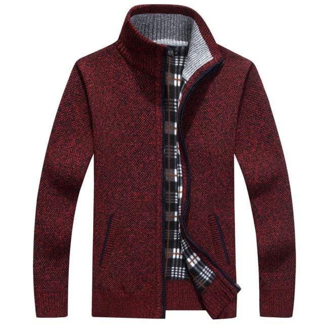 2020 Autumn Winter Men's Sweater Coat Faux Fur Wool Sweater Jackets Men Zipper Knitted Thick Coat Warm Casual Knitwear Cardigan AExp