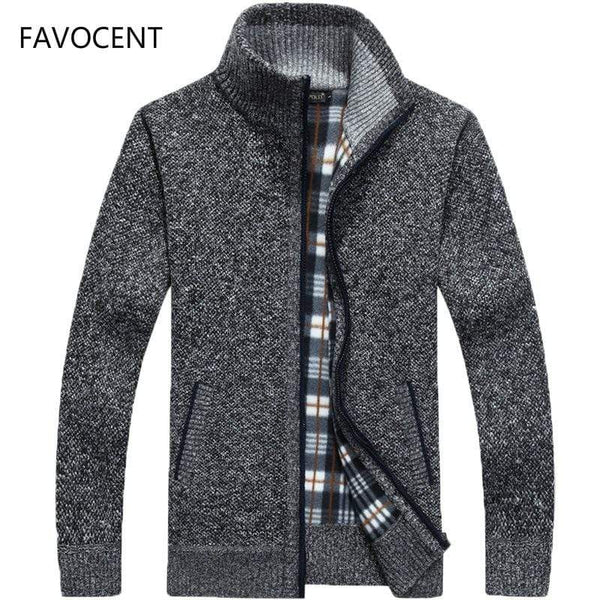 2020 Autumn Winter Men's Sweater Coat Faux Fur Wool Sweater Jackets Men Zipper Knitted Thick Coat Warm Casual Knitwear Cardigan AExp