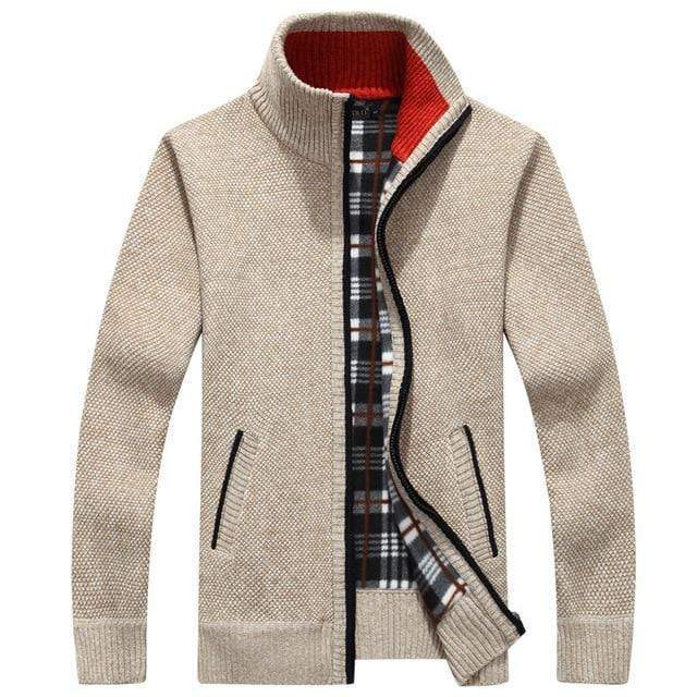 2020 Autumn Winter Men's Sweater Coat Faux Fur Wool Sweater Jackets Men Zipper Knitted Thick Coat Warm Casual Knitwear Cardigan AExp