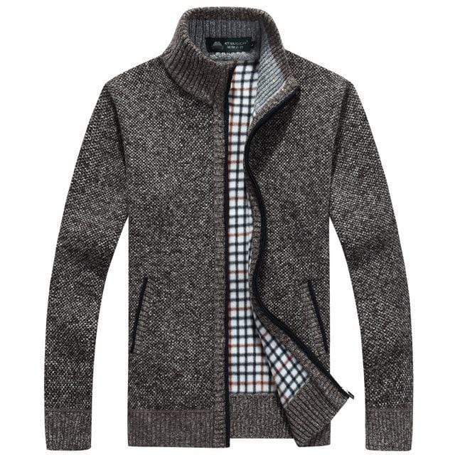 2020 Autumn Winter Men's Sweater Coat Faux Fur Wool Sweater Jackets Men Zipper Knitted Thick Coat Warm Casual Knitwear Cardigan AExp