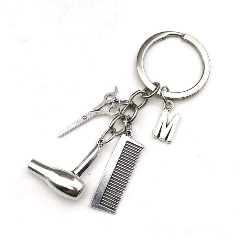 2020 Hair stylist essential hair dryer scissors comb Decorative Keychains Hairdressers Gift Key Rings Hair Dryer letter Keyring AExp