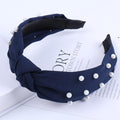 2020 Knot Pearls Headbands For Women Girls Handmade Wide Solid Silk Fabric Twist Hairband Bezel Hair Hoop Hair Accessories AExp
