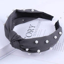 2020 Knot Pearls Headbands For Women Girls Handmade Wide Solid Silk Fabric Twist Hairband Bezel Hair Hoop Hair Accessories AExp