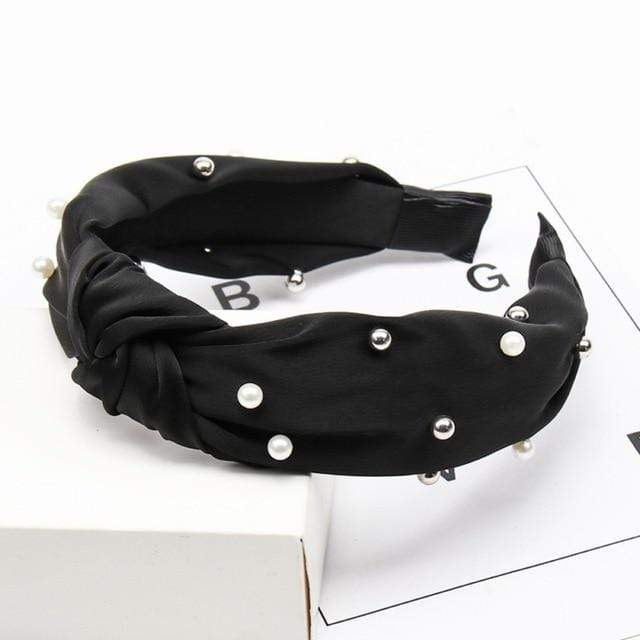 2020 Knot Pearls Headbands For Women Girls Handmade Wide Solid Silk Fabric Twist Hairband Bezel Hair Hoop Hair Accessories AExp