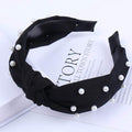 2020 Knot Pearls Headbands For Women Girls Handmade Wide Solid Silk Fabric Twist Hairband Bezel Hair Hoop Hair Accessories AExp