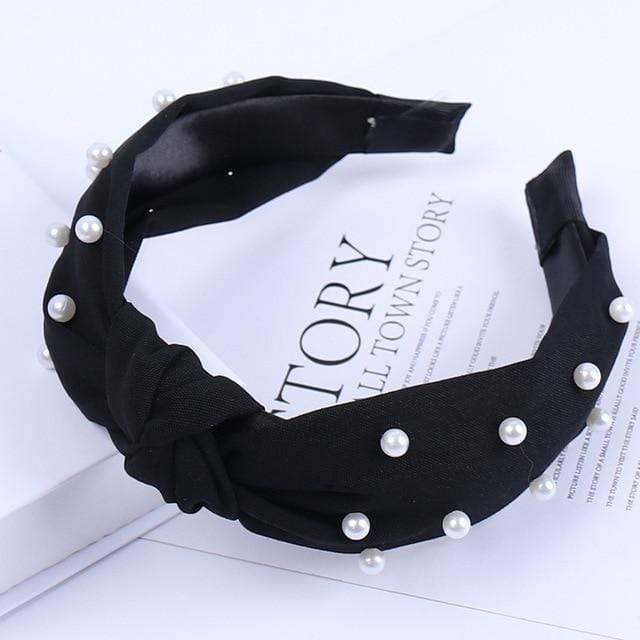 2020 Knot Pearls Headbands For Women Girls Handmade Wide Solid Silk Fabric Twist Hairband Bezel Hair Hoop Hair Accessories AExp