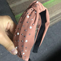 2020 Knot Pearls Headbands For Women Girls Handmade Wide Solid Silk Fabric Twist Hairband Bezel Hair Hoop Hair Accessories AExp