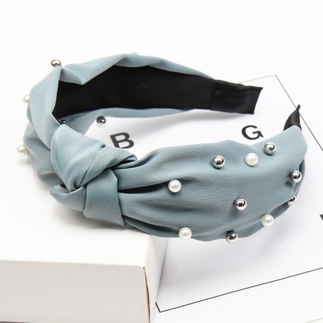 2020 Knot Pearls Headbands For Women Girls Handmade Wide Solid Silk Fabric Twist Hairband Bezel Hair Hoop Hair Accessories AExp
