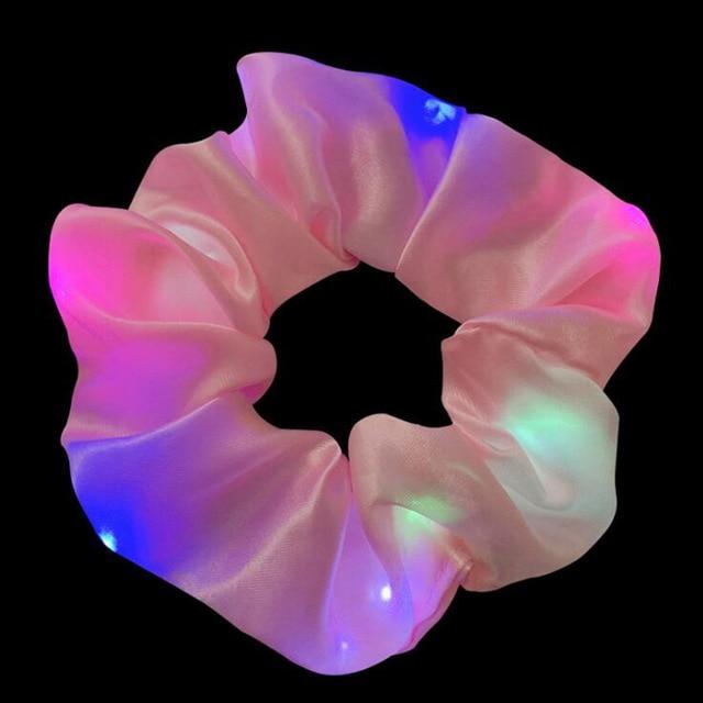 2020 New Arrival Girls LED Luminous Scrunchies Hairband Ponytail Holder Headwear Elastic Hair Bands Solid Color Hair Accessories AExp