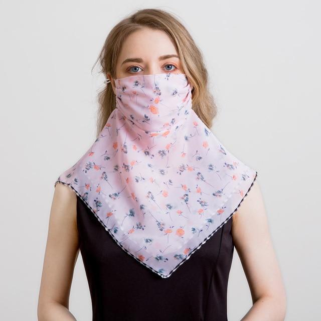 2020 new Bandana Chiffon scarf Women Brand Summer Wraps Floral fashion Neck Scarves AExp