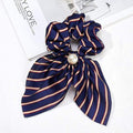 2020 New Chiffon Bowknot Silk Hair Scrunchies Women Pearl Ponytail Holder Hair Tie Hair Rope Rubber Bands Hair Accessories AExp