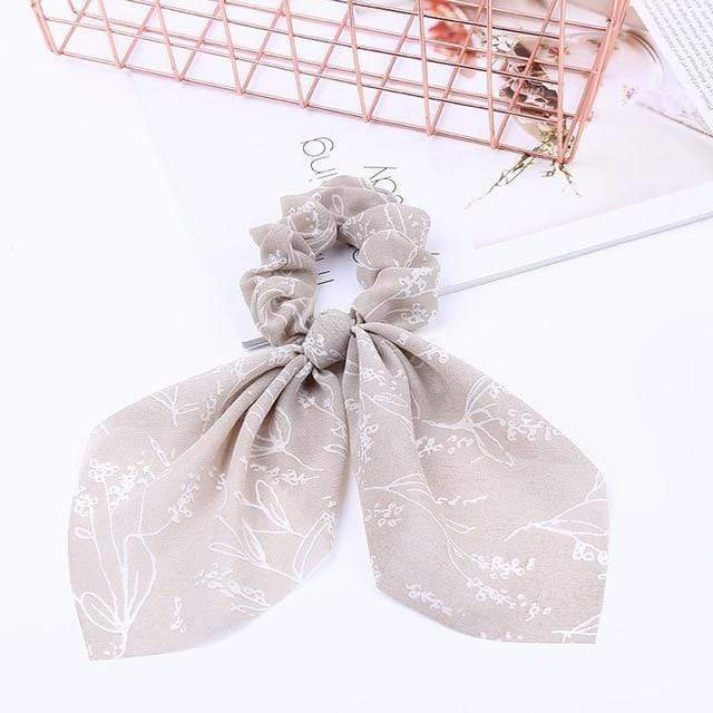 2020 New Chiffon Bowknot Silk Hair Scrunchies Women Pearl Ponytail Holder Hair Tie Hair Rope Rubber Bands Hair Accessories AExp