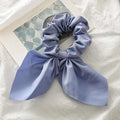 2020 New Chiffon Bowknot Silk Hair Scrunchies Women Pearl Ponytail Holder Hair Tie Hair Rope Rubber Bands Hair Accessories AExp