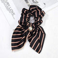 2020 New Chiffon Bowknot Silk Hair Scrunchies Women Pearl Ponytail Holder Hair Tie Hair Rope Rubber Bands Hair Accessories AExp