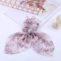 2020 New Chiffon Bowknot Silk Hair Scrunchies Women Pearl Ponytail Holder Hair Tie Hair Rope Rubber Bands Hair Accessories AExp