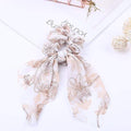 2020 New Chiffon Bowknot Silk Hair Scrunchies Women Pearl Ponytail Holder Hair Tie Hair Rope Rubber Bands Hair Accessories JadeMoghul Inc. 