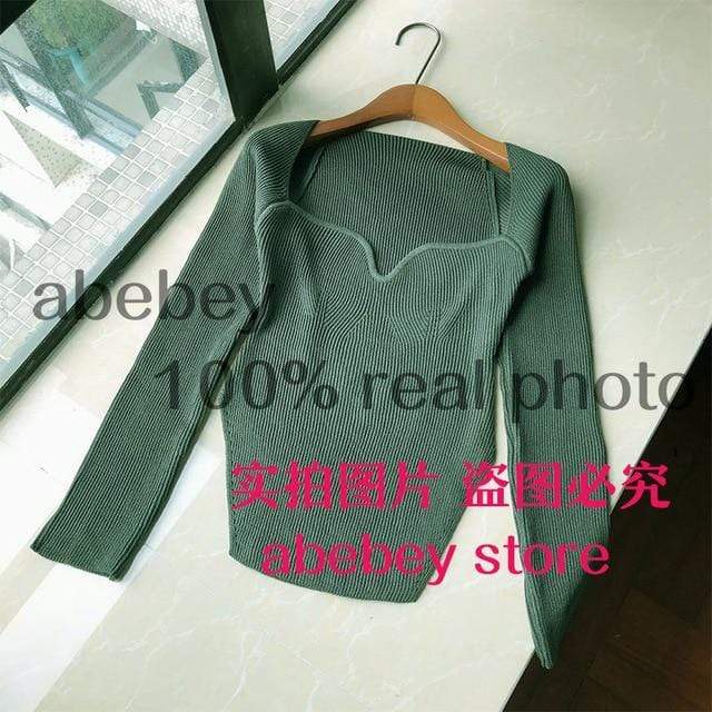 2020 new spring and summer fashion women clothes cashmere sqaure collar full sleeves elastic high waist sexy pullover WK080 JadeMoghul Inc. 